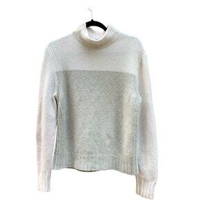 J.Crew Gray & White Color Block Merino & Alpaca Wool Sweater Womens Size Large